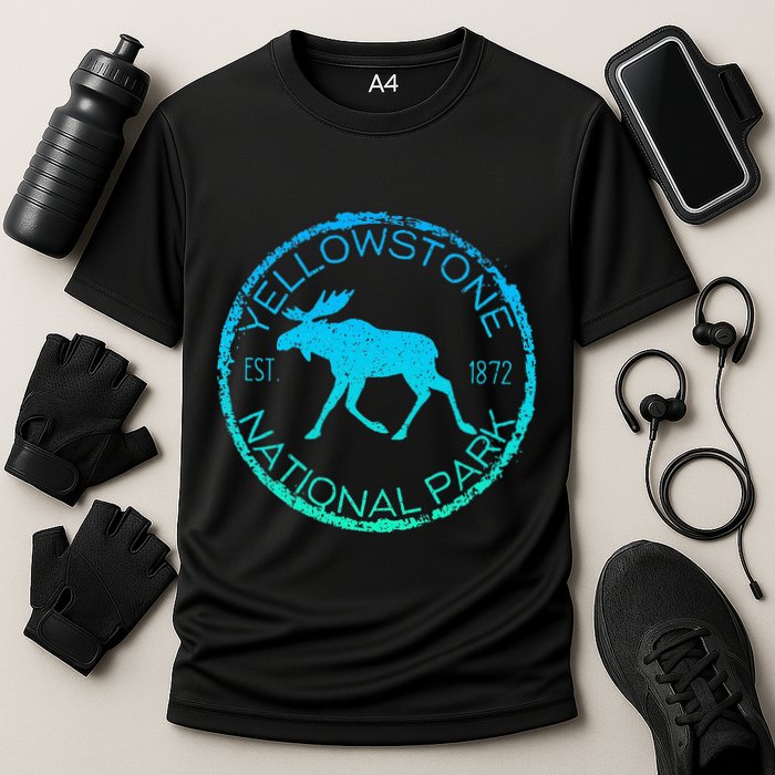 Moose Design Yellowstone National Park Souvenir HikerS Cooling Performance Crew T-Shirt