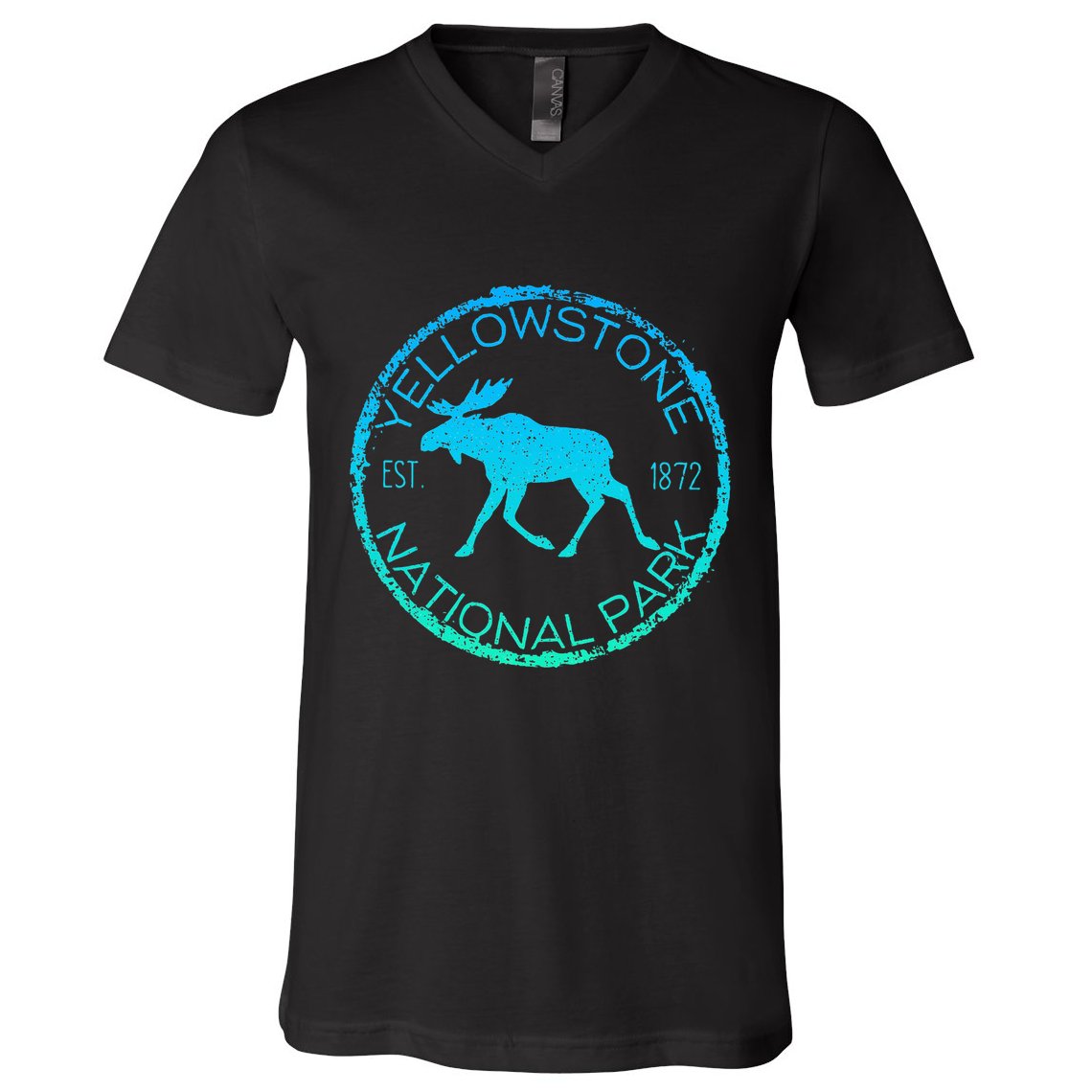 Moose Design Yellowstone National Park Souvenir HikerS V-Neck T-Shirt
