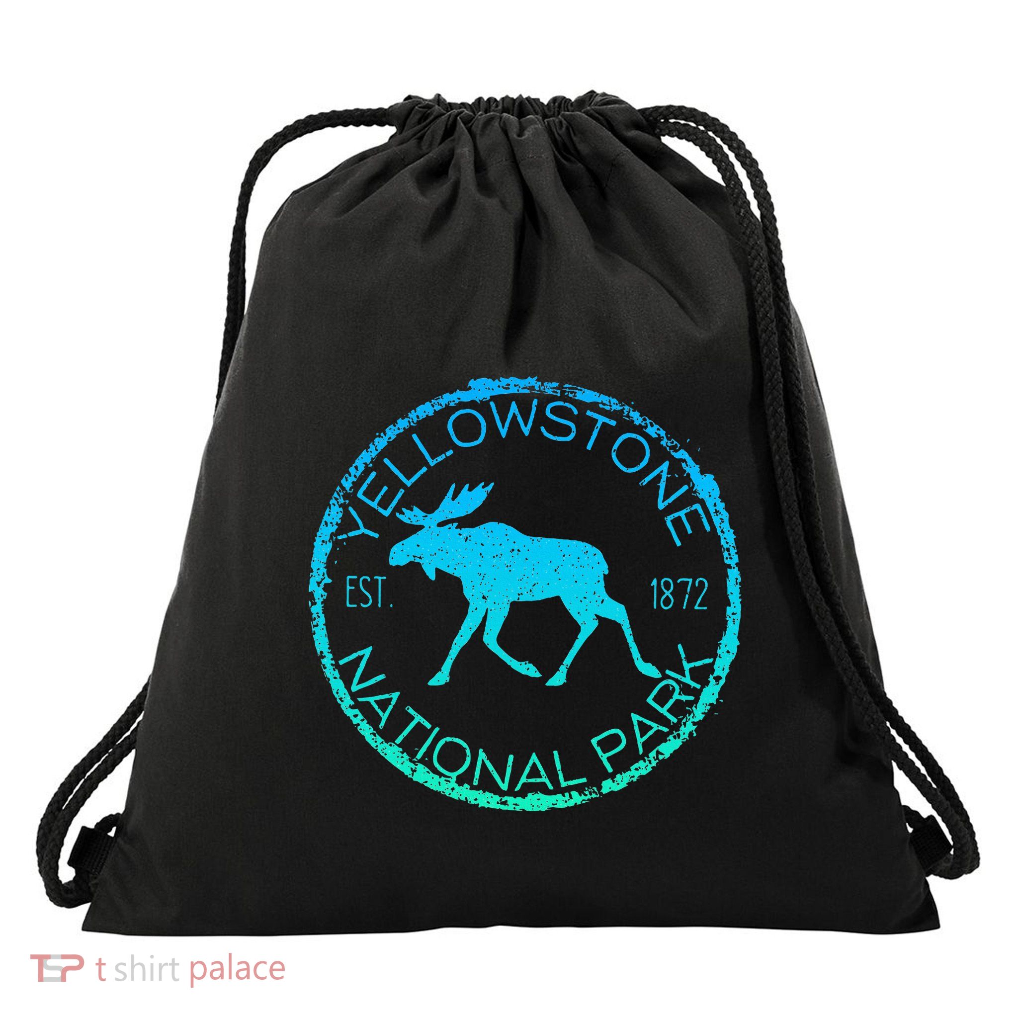 Moose Design Yellowstone National Park Souvenir HikerS Drawstring Bag