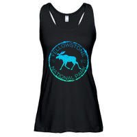 Moose Design Yellowstone National Park Souvenir HikerS Ladies Essential Flowy Tank