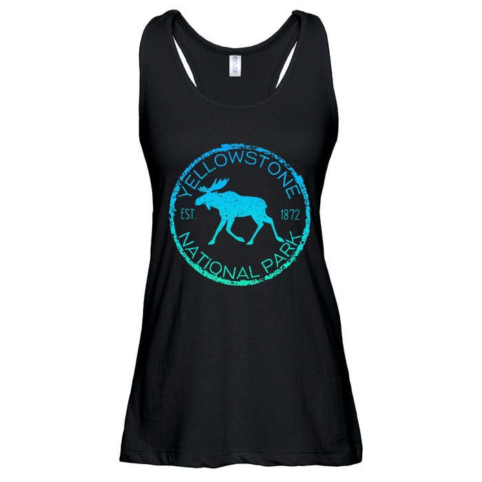 Moose Design Yellowstone National Park Souvenir HikerS Ladies Essential Flowy Tank