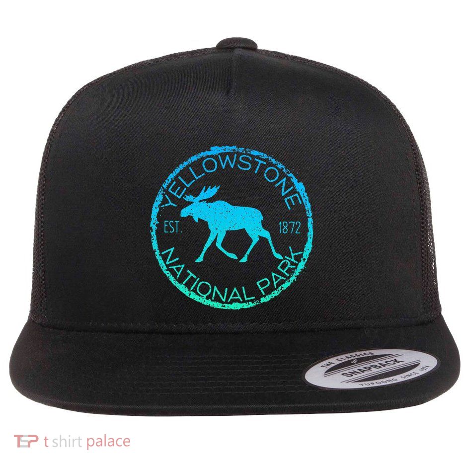 Moose Design Yellowstone National Park Souvenir HikerS Flatbill Hat