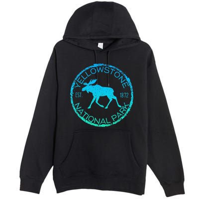 Moose Design Yellowstone National Park Souvenir HikerS Premium Pullover Hoodie