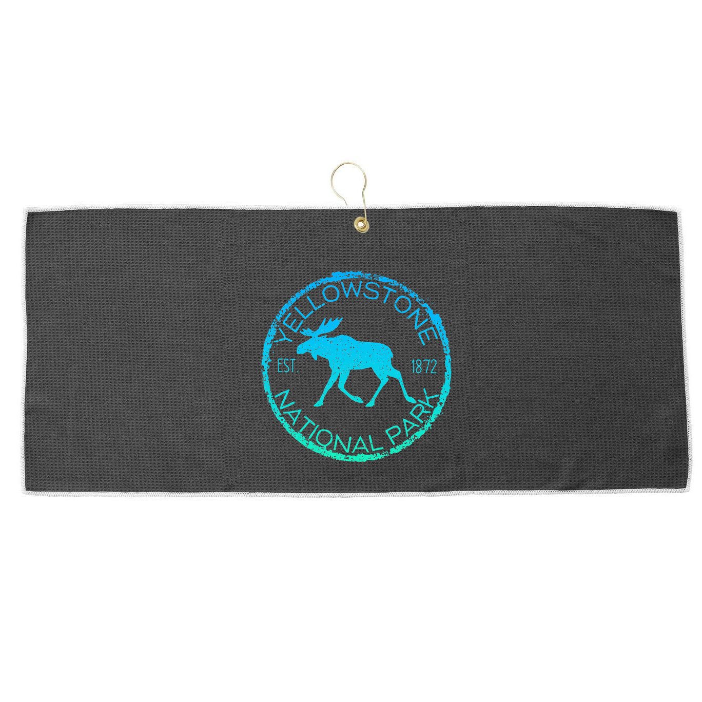 Moose Design Yellowstone National Park Souvenir HikerS Large Microfiber Waffle Golf Towel