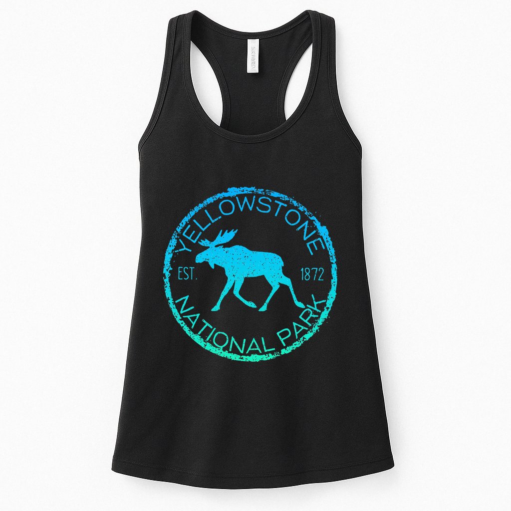 Moose Design Yellowstone National Park Souvenir HikerS Womens Tank Top