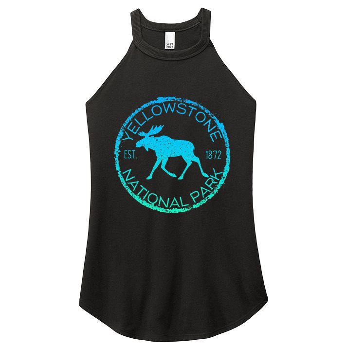 Moose Design Yellowstone National Park Souvenir HikerS Women's Perfect Tri Rocker Tank