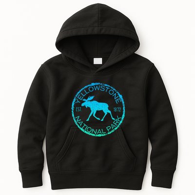 Moose Design Yellowstone National Park Souvenir HikerS Kids Hoodie