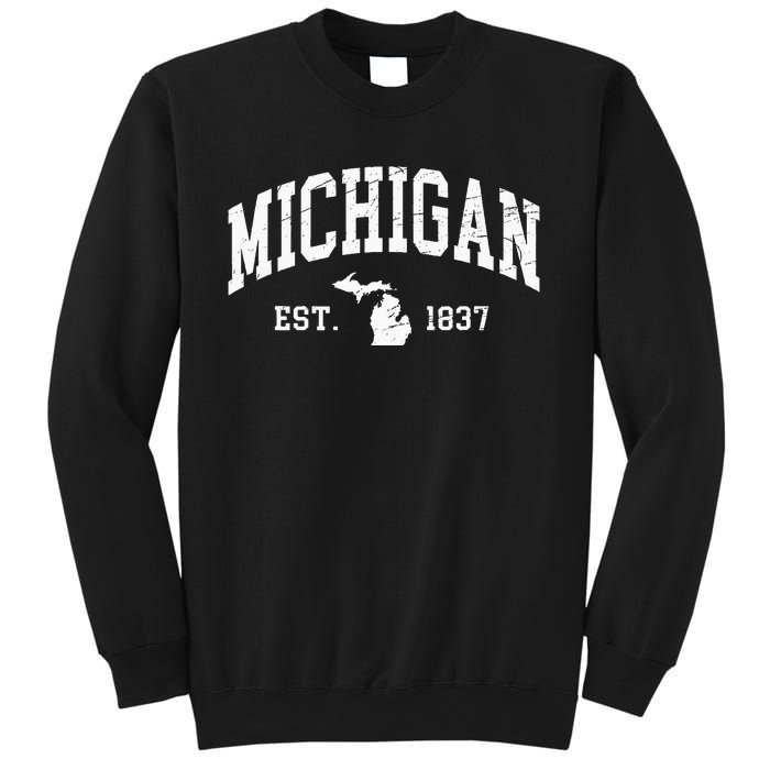 Michigan Est. 1837 Distressed Worn Design Classic Sweatshirt