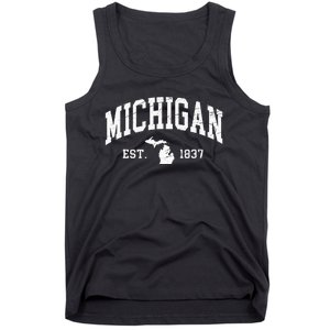 Michigan Est. 1837 Distressed Worn Design Classic Tank Top