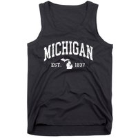 Michigan Est. 1837 Distressed Worn Design Classic Tank Top