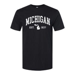 Michigan Est. 1837 Distressed Worn Design Classic Softstyle CVC T-Shirt