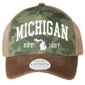 Michigan Est. 1837 Distressed Worn Design Classic Legacy Tie Dye Trucker Hat