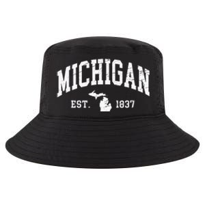 Michigan Est. 1837 Distressed Worn Design Classic Cool Comfort Performance Bucket Hat