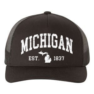 Michigan Est. 1837 Distressed Worn Design Classic Yupoong Adult 5-Panel Trucker Hat