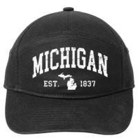 Michigan Est. 1837 Distressed Worn Design Classic 7-Panel Snapback Hat