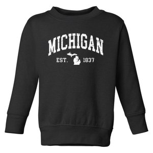 Michigan Est. 1837 Distressed Worn Design Classic Toddler Sweatshirt