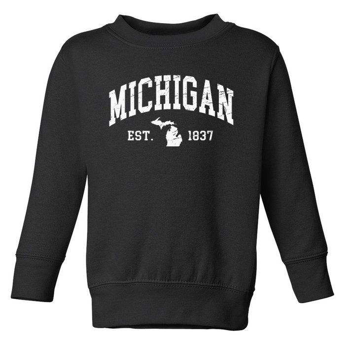 Michigan Est. 1837 Distressed Worn Design Classic Toddler Sweatshirt