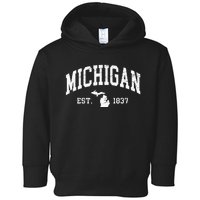 Michigan Est. 1837 Distressed Worn Design Classic Toddler Hoodie