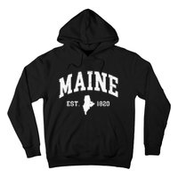 Maine Est 1820 Distressed Worn Design Classic Hoodie