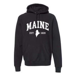 Maine Est 1820 Distressed Worn Design Classic Premium Hoodie