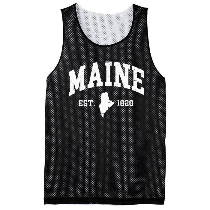 Maine Est 1820 Distressed Worn Design Classic Mesh Reversible Basketball Jersey Tank