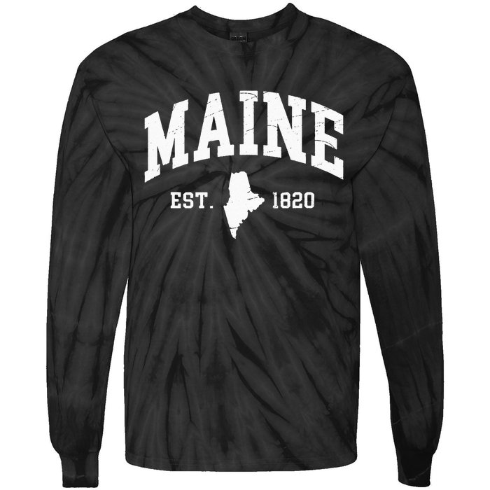 Maine Est 1820 Distressed Worn Design Classic Tie-Dye Long Sleeve Shirt