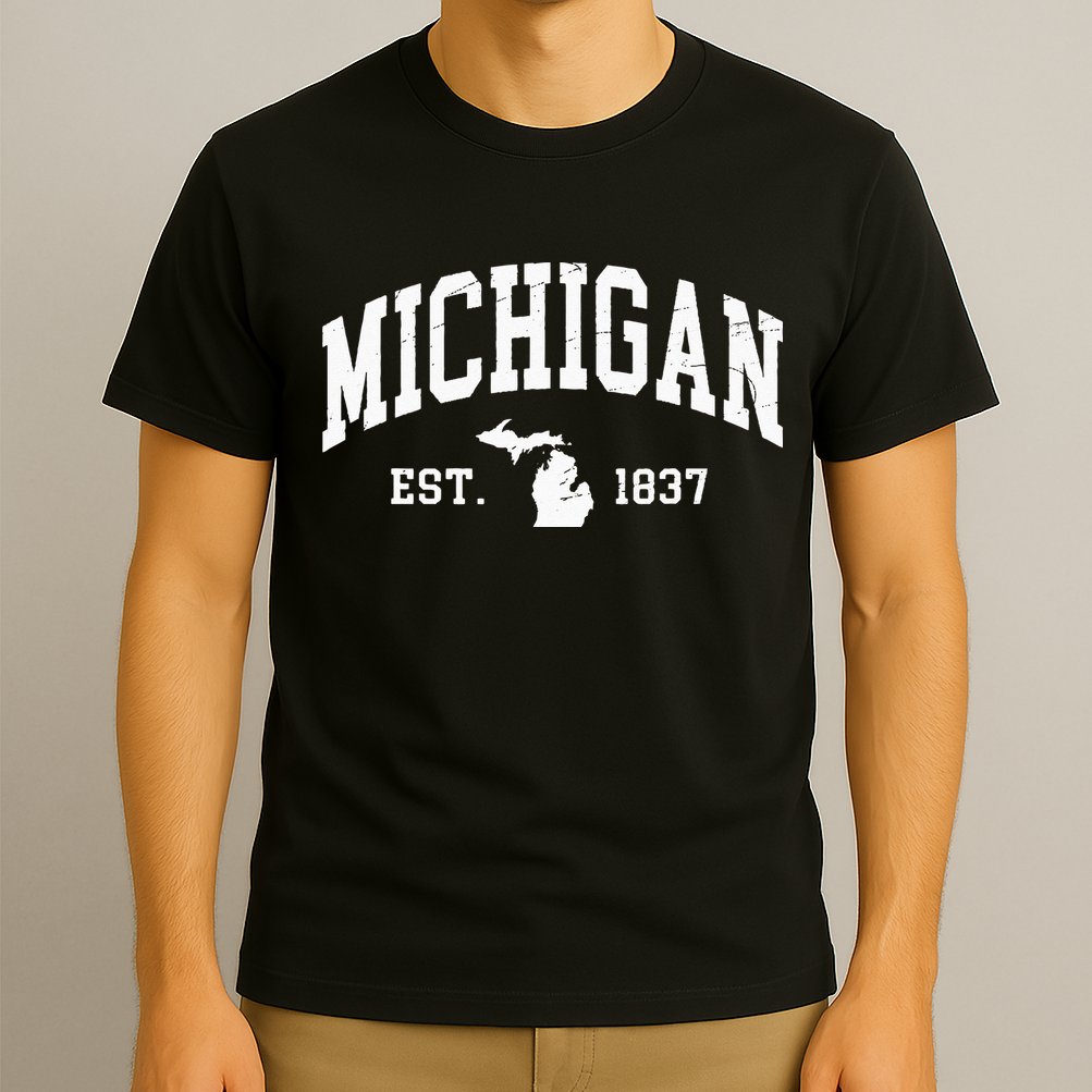 Michigan Est 1837 Distressed Worn Design Classic T-Shirt