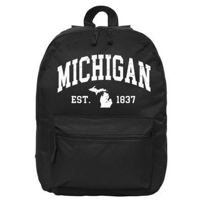 Michigan Est 1837 Distressed Worn Design Classic 16 in Basic Backpack