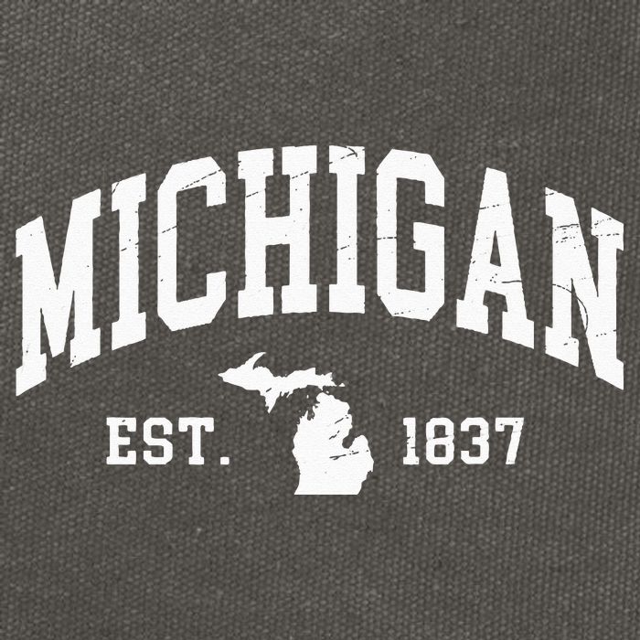 Michigan Est 1837 Distressed Worn Design Classic Cotton Canvas Backpack