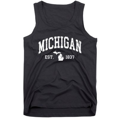 Michigan Est. 1837 Distressed Worn Tank Top