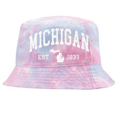 Michigan Est. 1837 Distressed Worn Tie-Dyed Bucket Hat