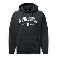 Minnesota Est. 1858 Distressed Worn Classic Performance Fleece Hoodie