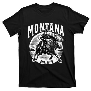 Montana Est. 1889 Cowboy Riding Moose T-Shirt