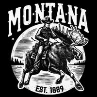 Montana Est. 1889 Cowboy Riding Moose City Backpack