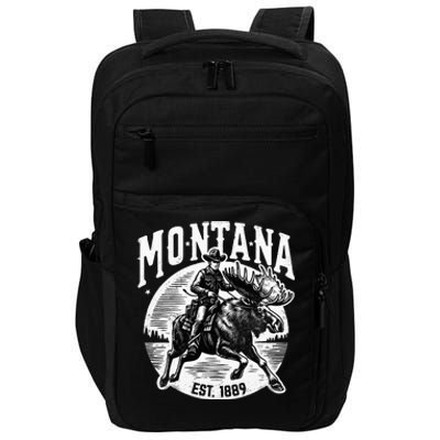 Montana Est. 1889 Cowboy Riding Moose Impact Tech Backpack