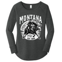 Montana Est. 1889 Cowboy Riding Moose Women's Perfect Tri Tunic Long Sleeve Shirt