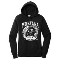 Montana Est. 1889 Cowboy Riding Moose Women's Pullover Hoodie