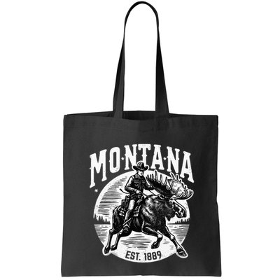 Montana Est. 1889 Cowboy Riding Moose Bag