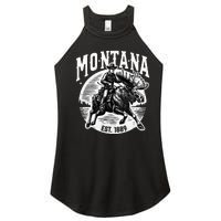 Montana Est. 1889 Cowboy Riding Moose Women's Perfect Tri Rocker Tank