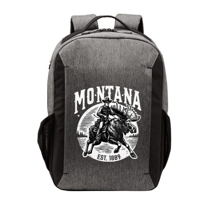 Montana Est. 1889 Cowboy Riding Moose Vector Backpack