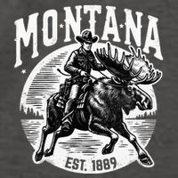 Montana Est. 1889 Cowboy Riding Moose Vector Backpack