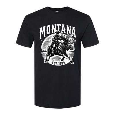 Montana Est. 1889 Cowboy Riding Moose Softstyle® CVC T-Shirt