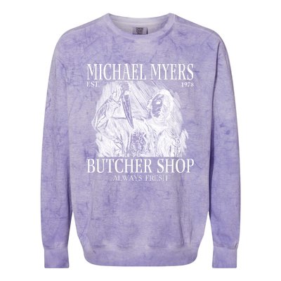 Michael Est 1978 Butcher Shop Always Fresh Horror Colorblast Crewneck Sweatshirt