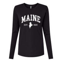 Maine Est. 1820 Distressed Worn Design Classic Womens Cotton Relaxed Long Sleeve T-Shirt