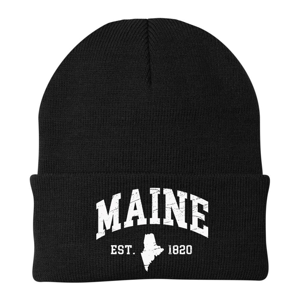 Maine Est. 1820 Distressed Worn Design Classic Beanie