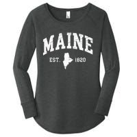 Maine Est. 1820 Distressed Worn Design Classic Women's Perfect Tri Tunic Long Sleeve Shirt