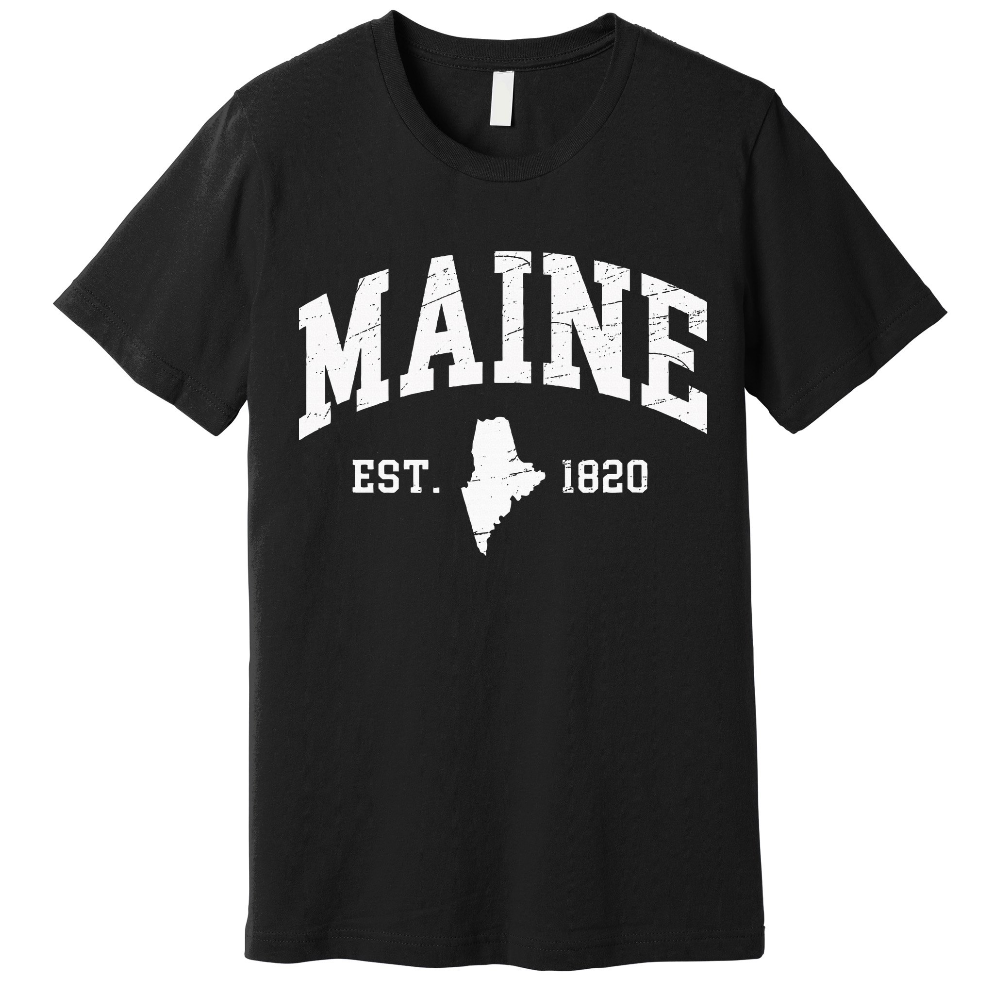 Maine Est. 1820 Distressed Worn Design Classic Premium T-Shirt