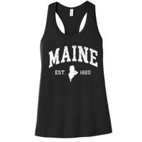 Maine Est. 1820 Distressed Worn Design Classic Women's Racerback Tank