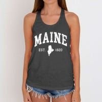 Maine Est. 1820 Distressed Worn Design Classic Women's Knotted Racerback Tank