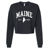 Maine Est. 1820 Distressed Worn Design Classic Cropped Pullover Crew